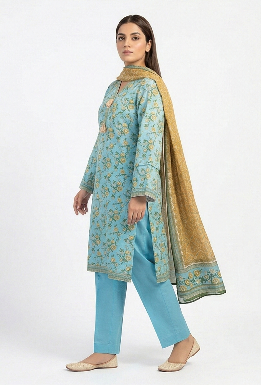 Zaraiz Lawn large green floral 3pcs