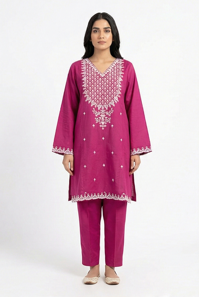 Asim Jofa Lawn embroidery v neck 2pcs