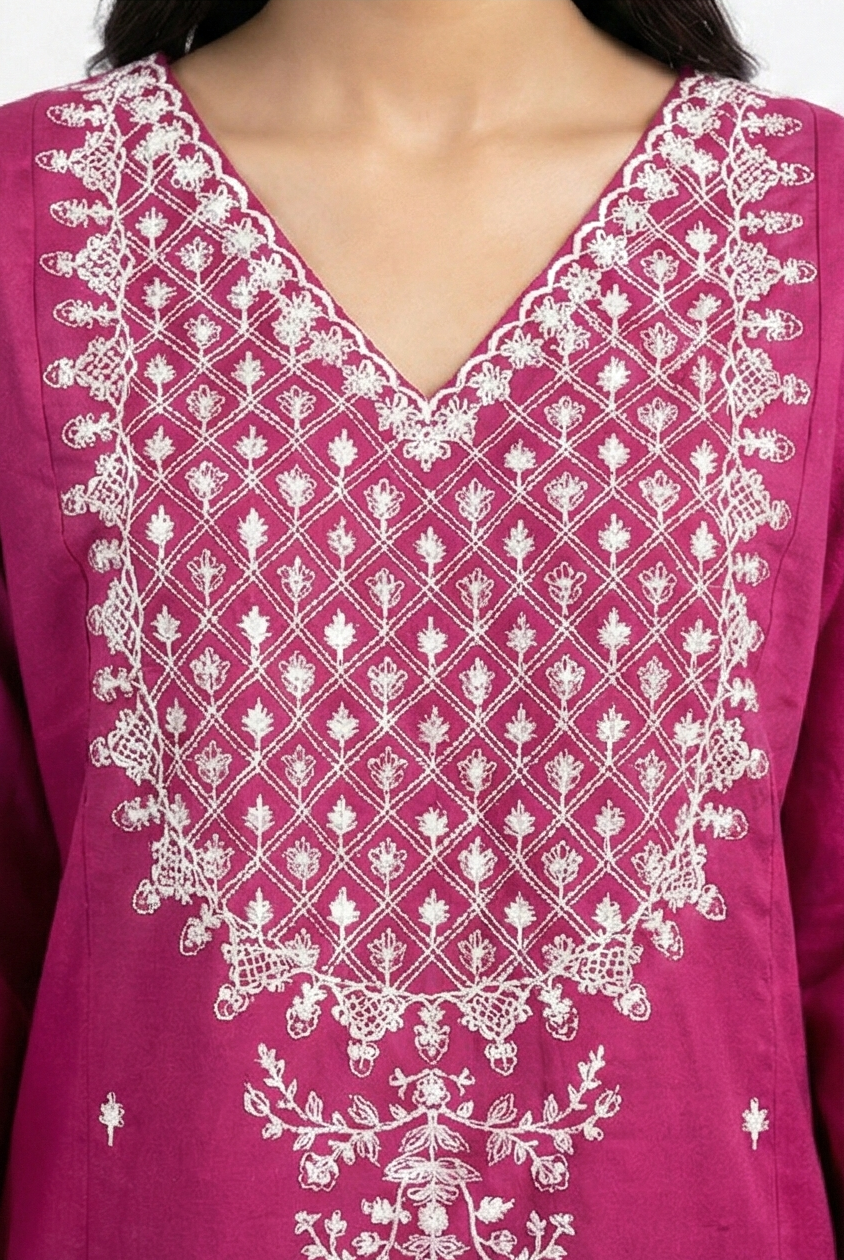 Asim Jofa Lawn embroidery v neck 2pcs