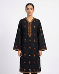 Zellbury black and yellow floral Embroidery Kurti