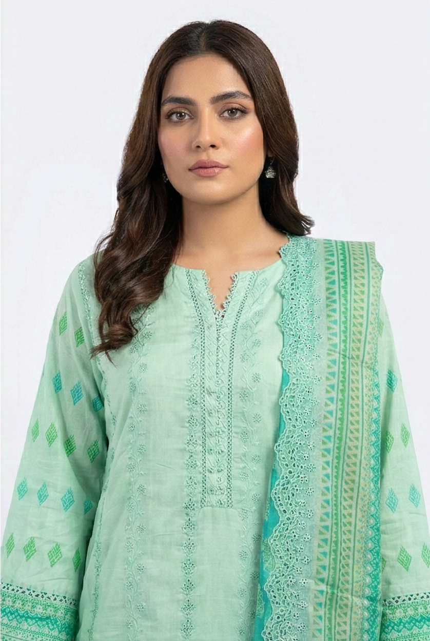 Tawakkal Lawn Embroidered digital print green 3pcs