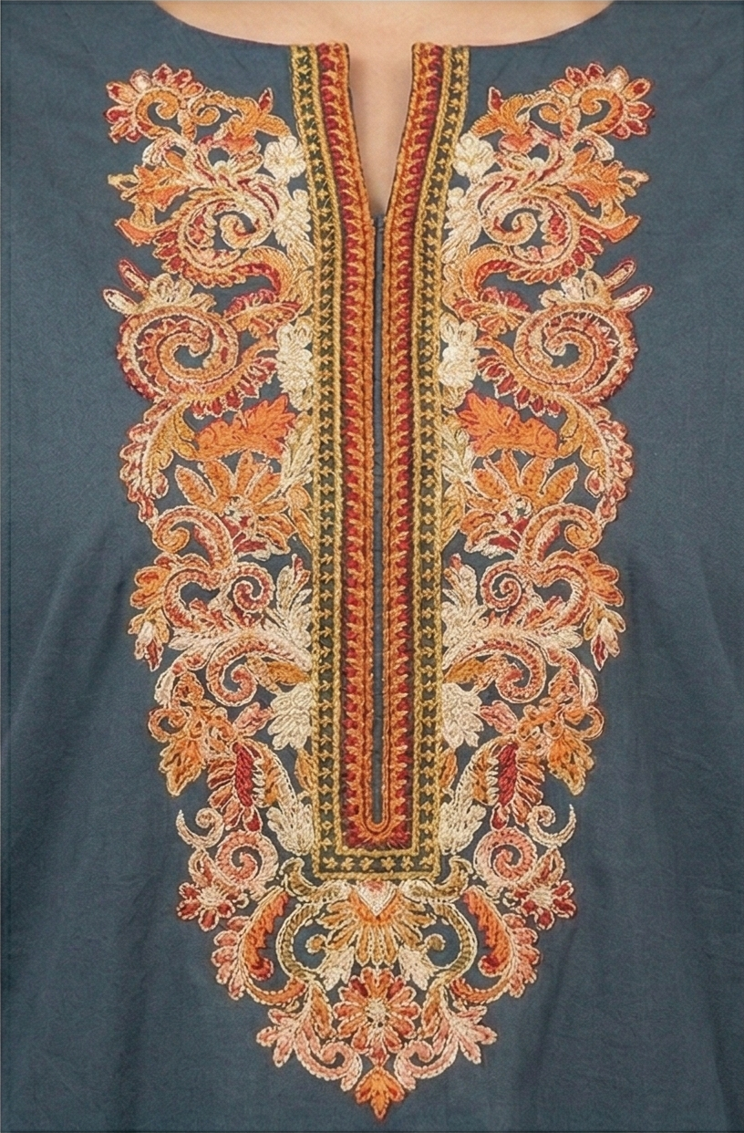 Nishat Blue Cotton Orange Embroidered 2pcs