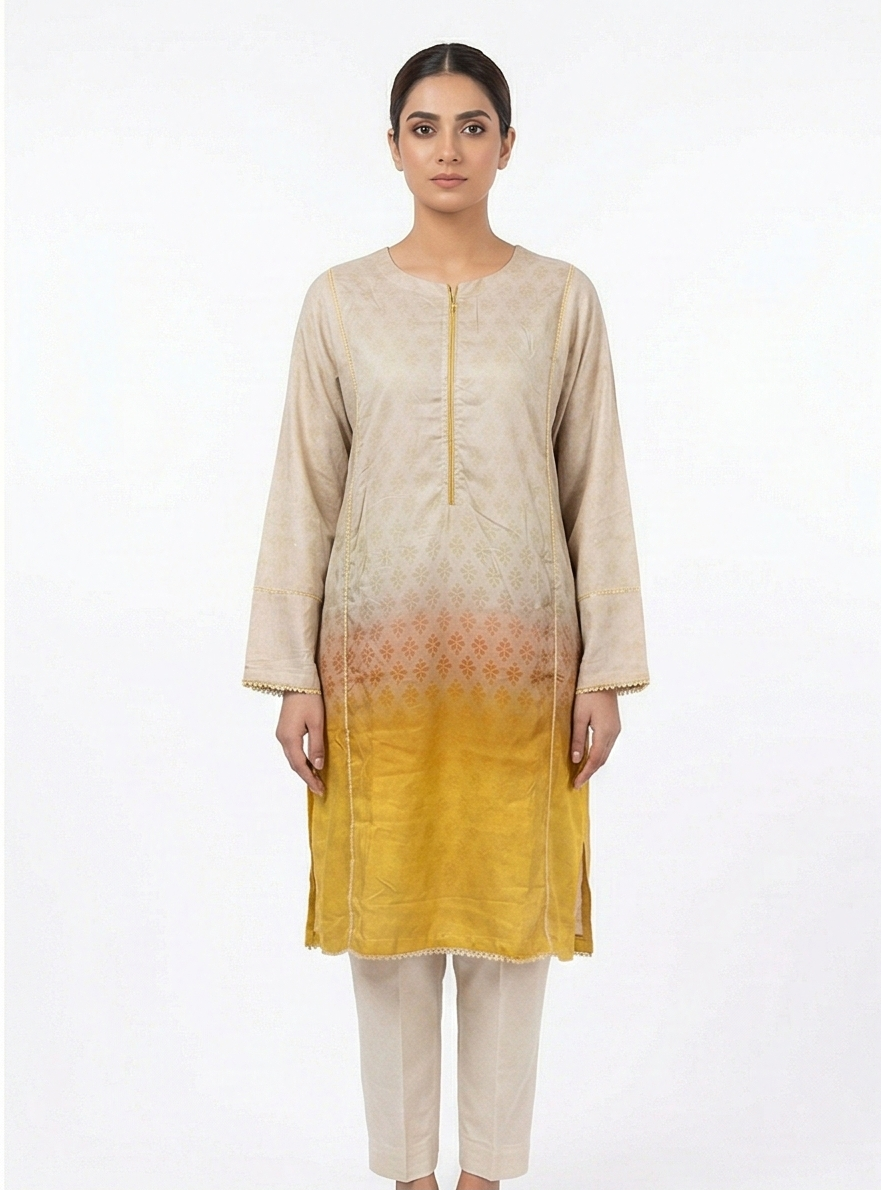 Zaraiz Tye n Dye Off white Golden 2pcs