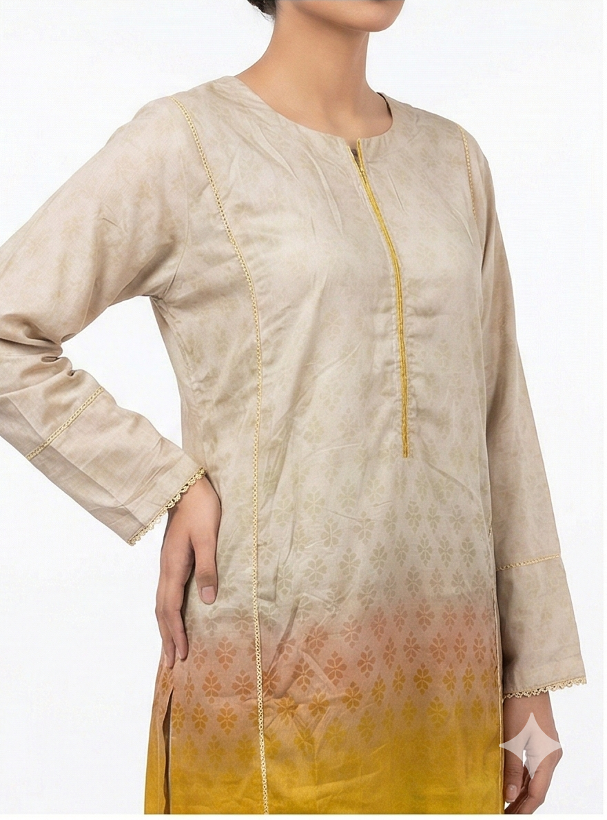 Zaraiz Tye n Dye Off white Golden 2pcs