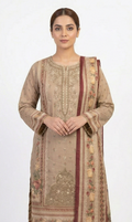Zaraiz Luxury Lawn Embroidery beige and maroon 3pcs