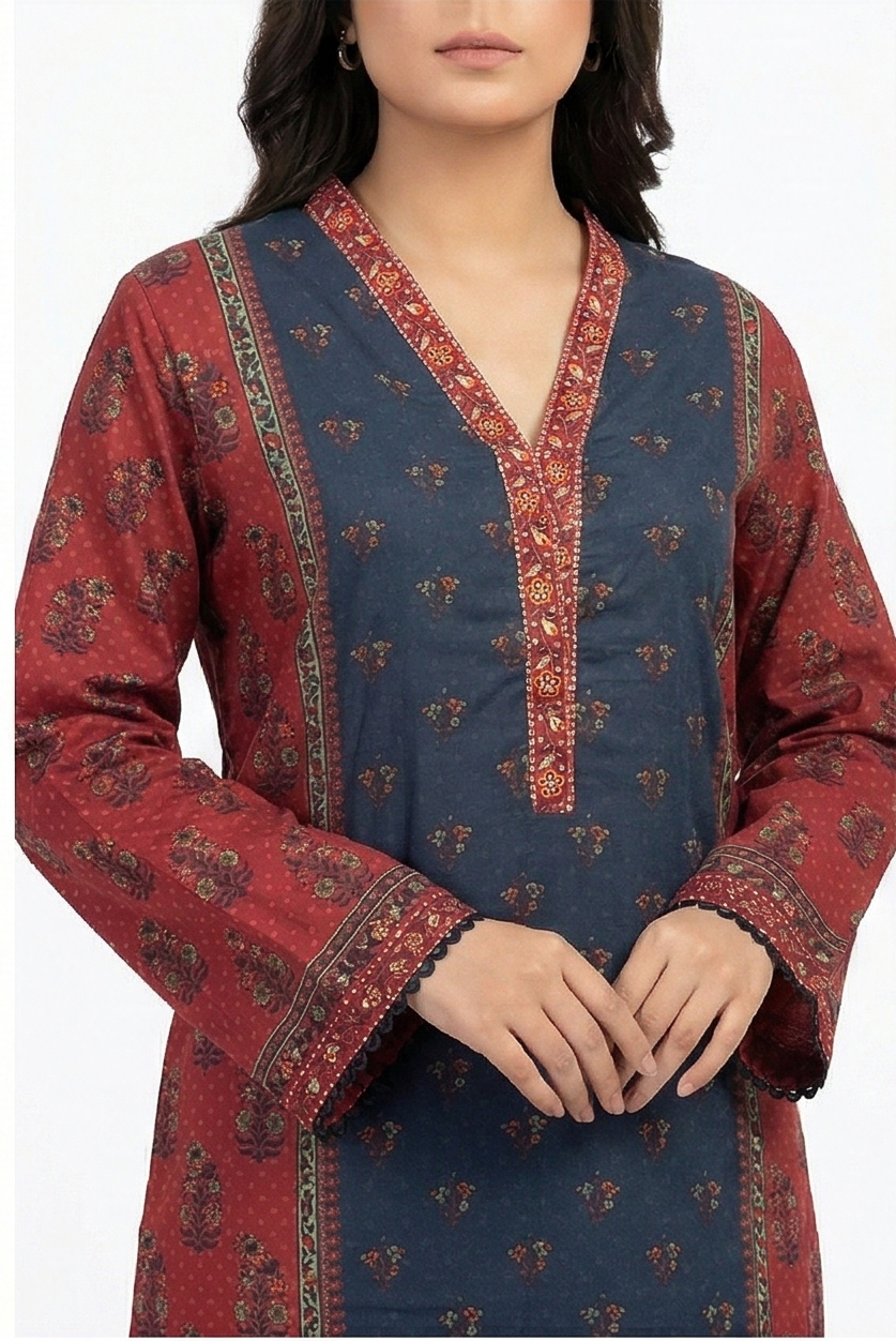 Zaraiz Luxury Blue and maroon Embroidery 3pcs