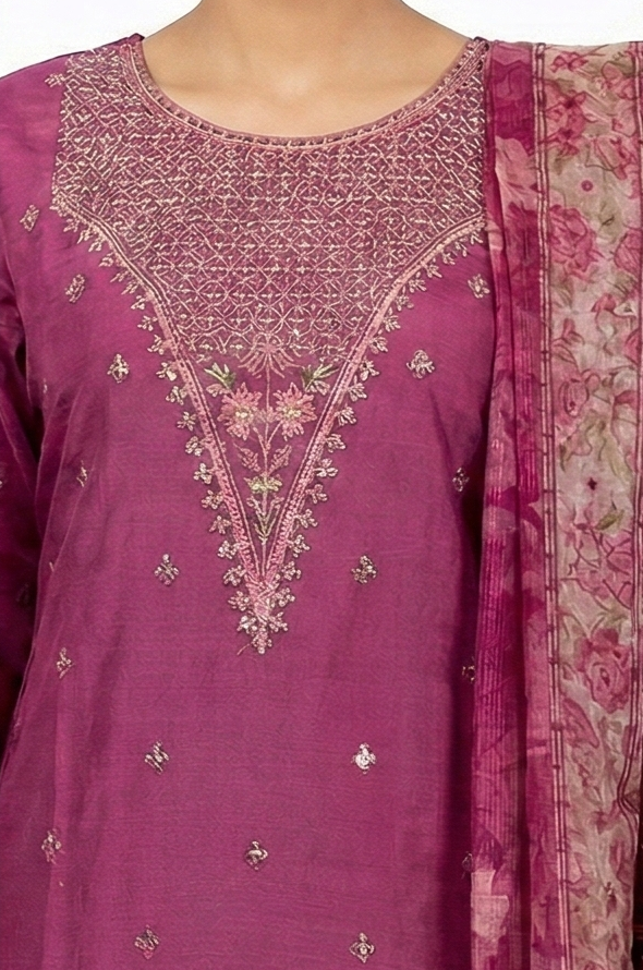 Zaraiz Luxury dark pink Embroidery 3pcs