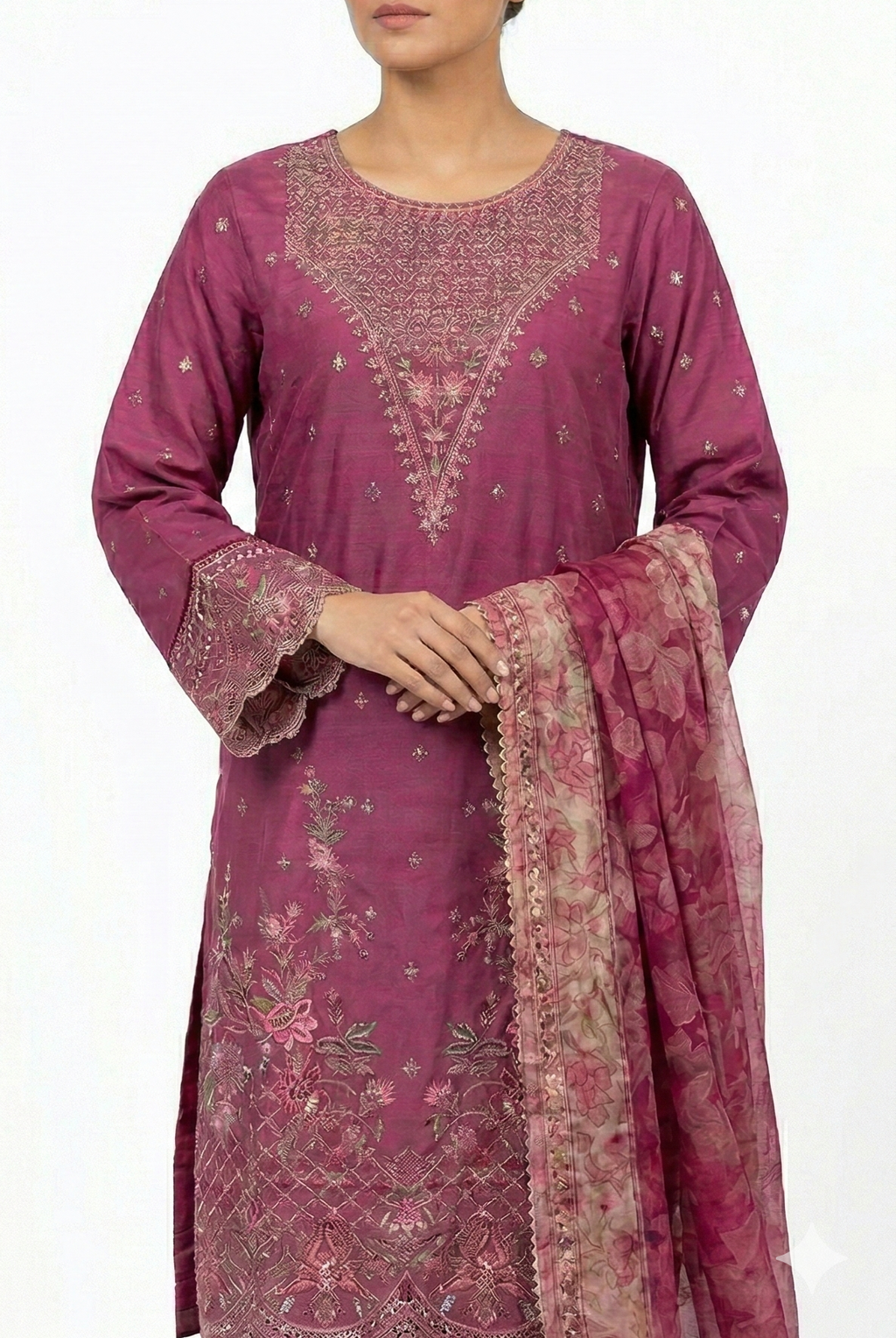 Zaraiz Luxury dark pink Embroidery 3pcs