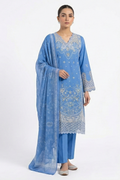 Zaraiz Luxury Bright blue embroidered with cut work 3pcs