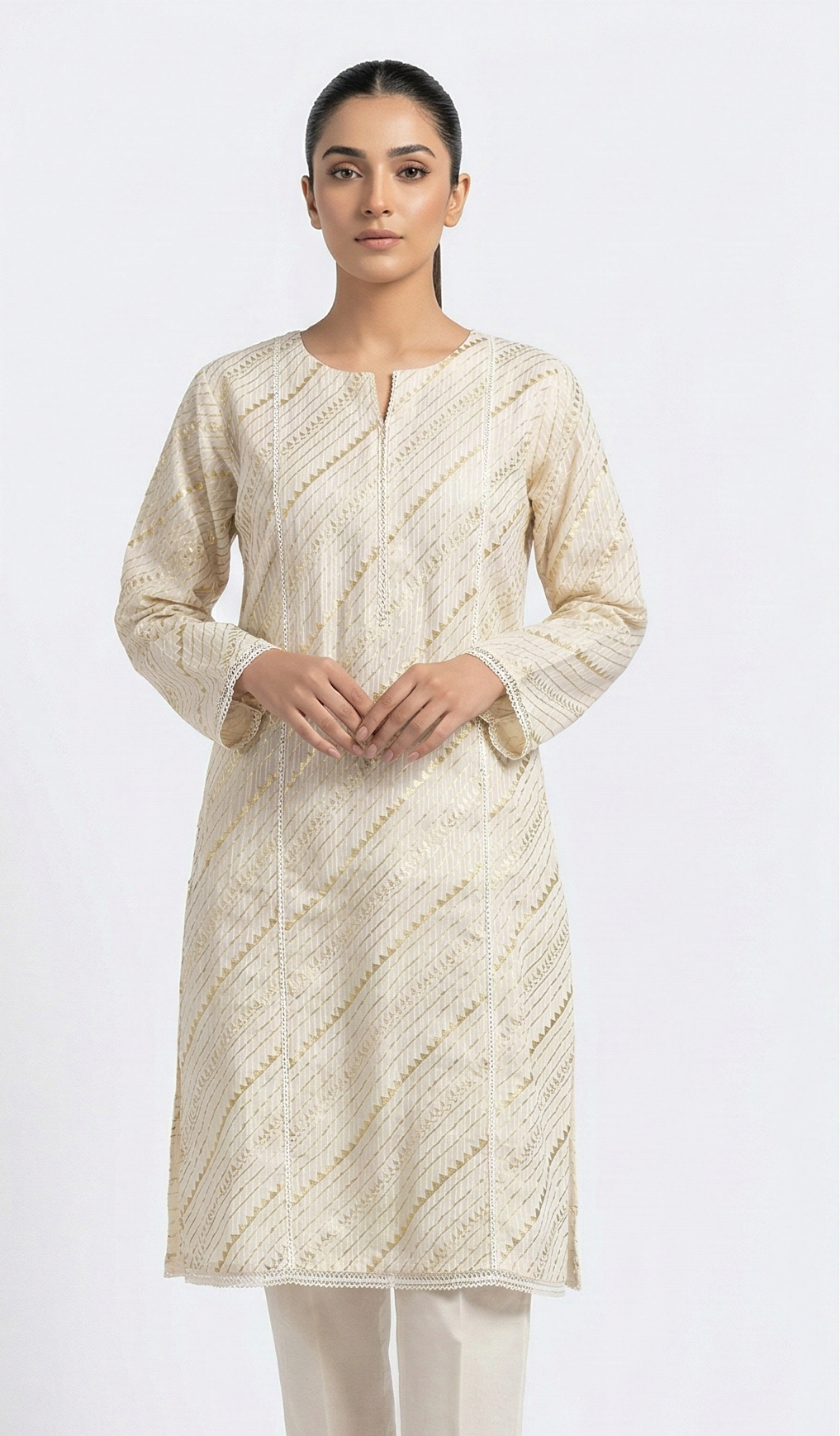 Zaraiz Premium Zari Off white and gold 2pcs