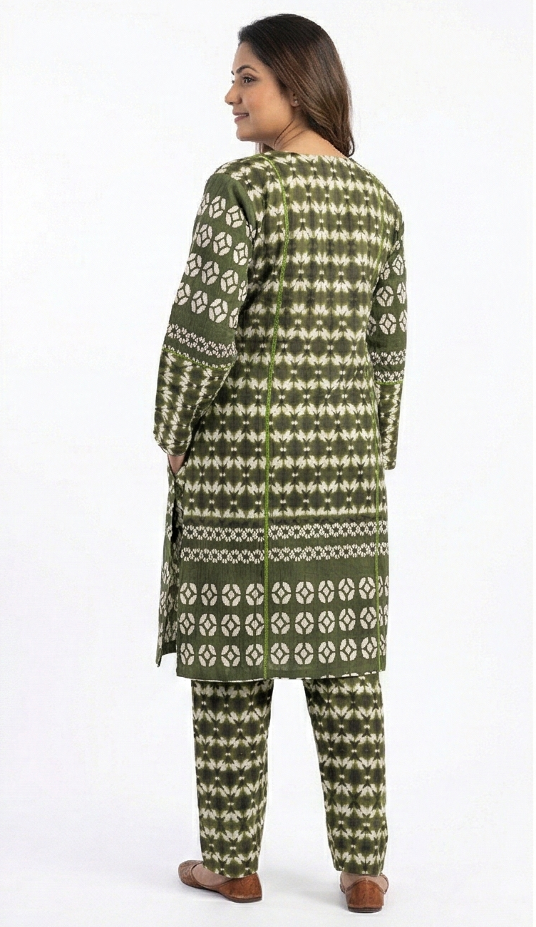 Zaraiz Tye n Dye Khaddar green 2pcs