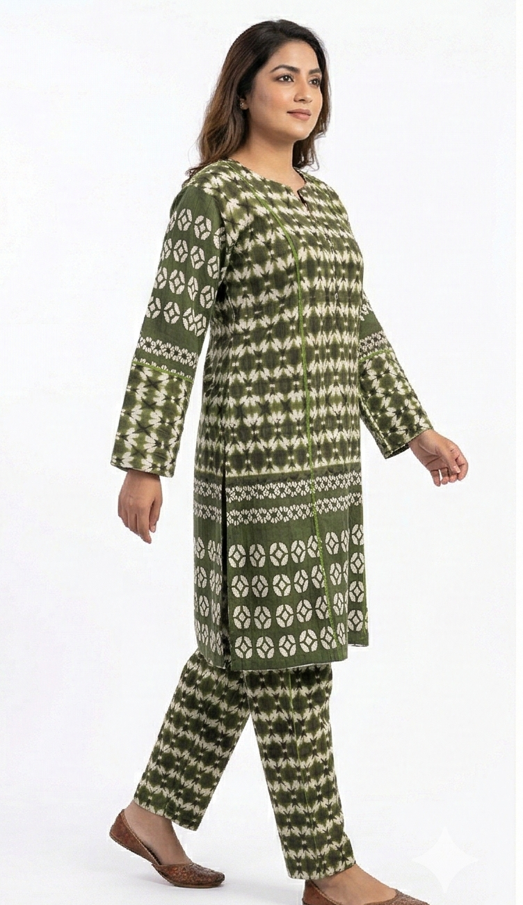 Zaraiz Tye n Dye Khaddar green 2pcs