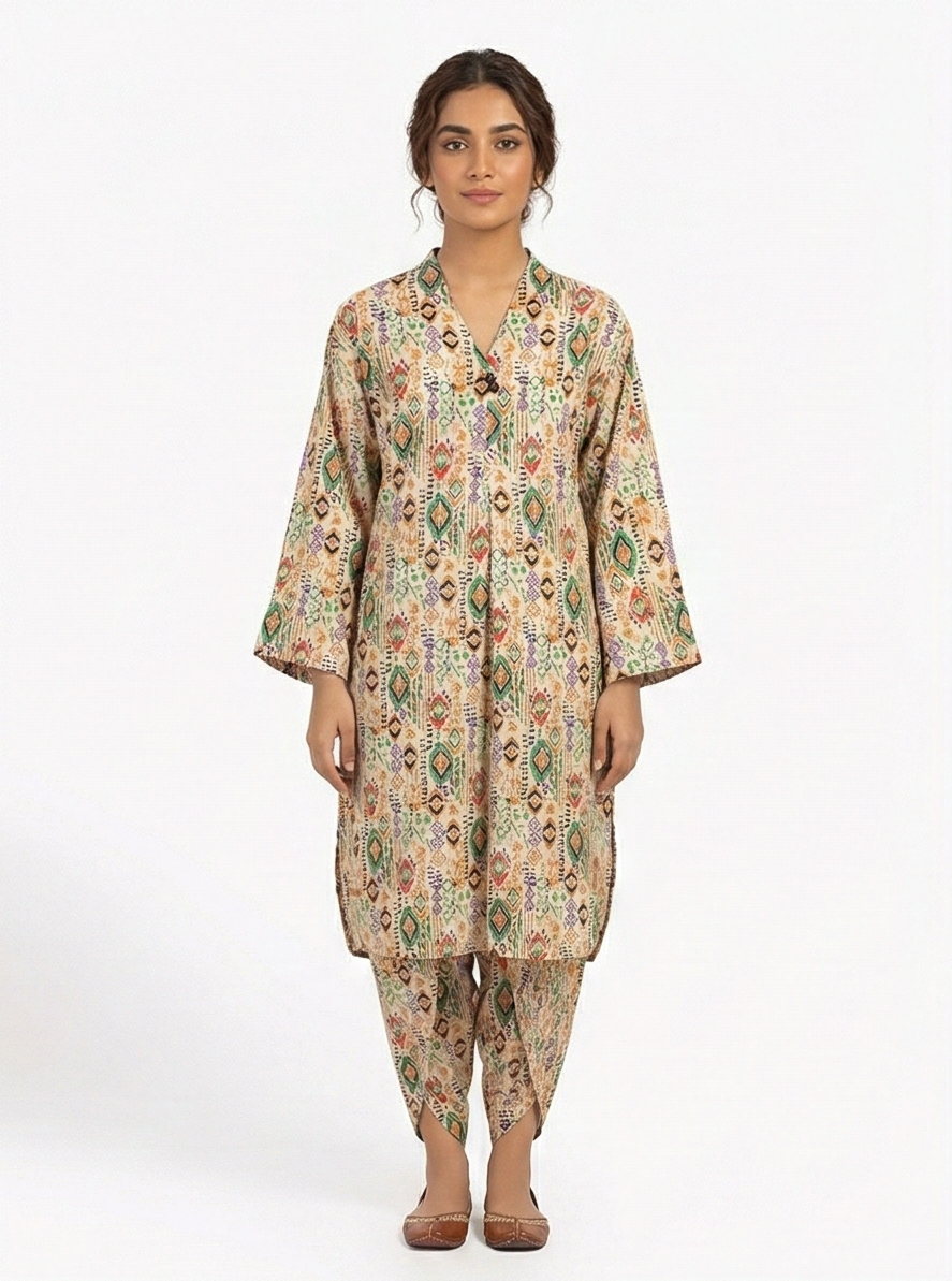 Nishat 2 piece Multi color cotton with tulip trouser 2pcs