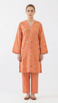 Sapphire Light orange cotton embroidered 2pcs