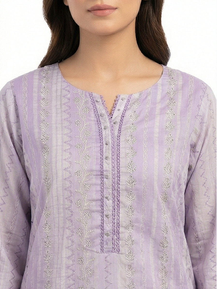 Tawakkal lilac embroidered lawn 3pcs