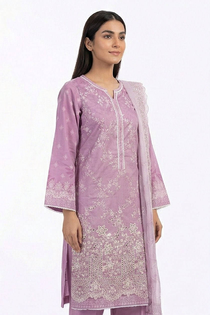 Zaraiz Luxury Light purple Lawn Embroidered 3pcs